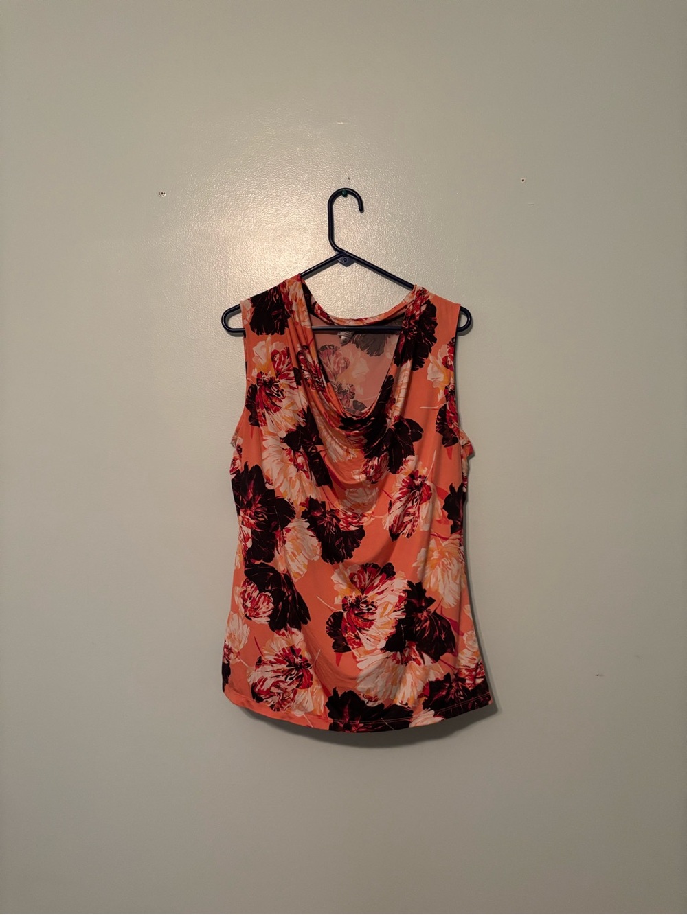 George Peach Floral Cowl Neck Camisole with Black & Cream Blooms